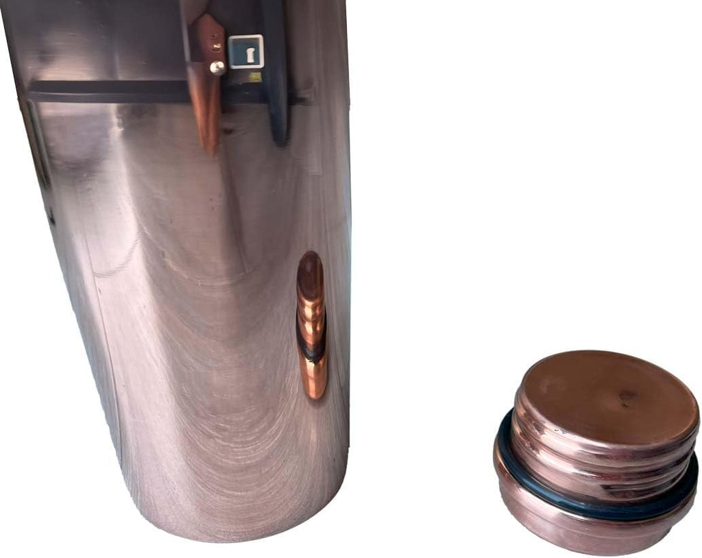 Pure Copper Water Bottle, 950ml Capacity, Handmade, 500g Weight