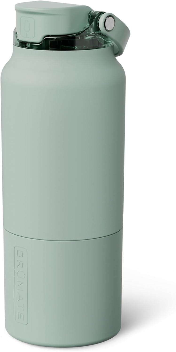 BrüMate Rise 35oz Water Bottle With 100% Leakproof Covered Silicone Straw | Insulated Stainless Steel Water Bottle With Removable Straw | Fast Flow | Soft Sip Silicone Spout | BPA-Free (Sage)