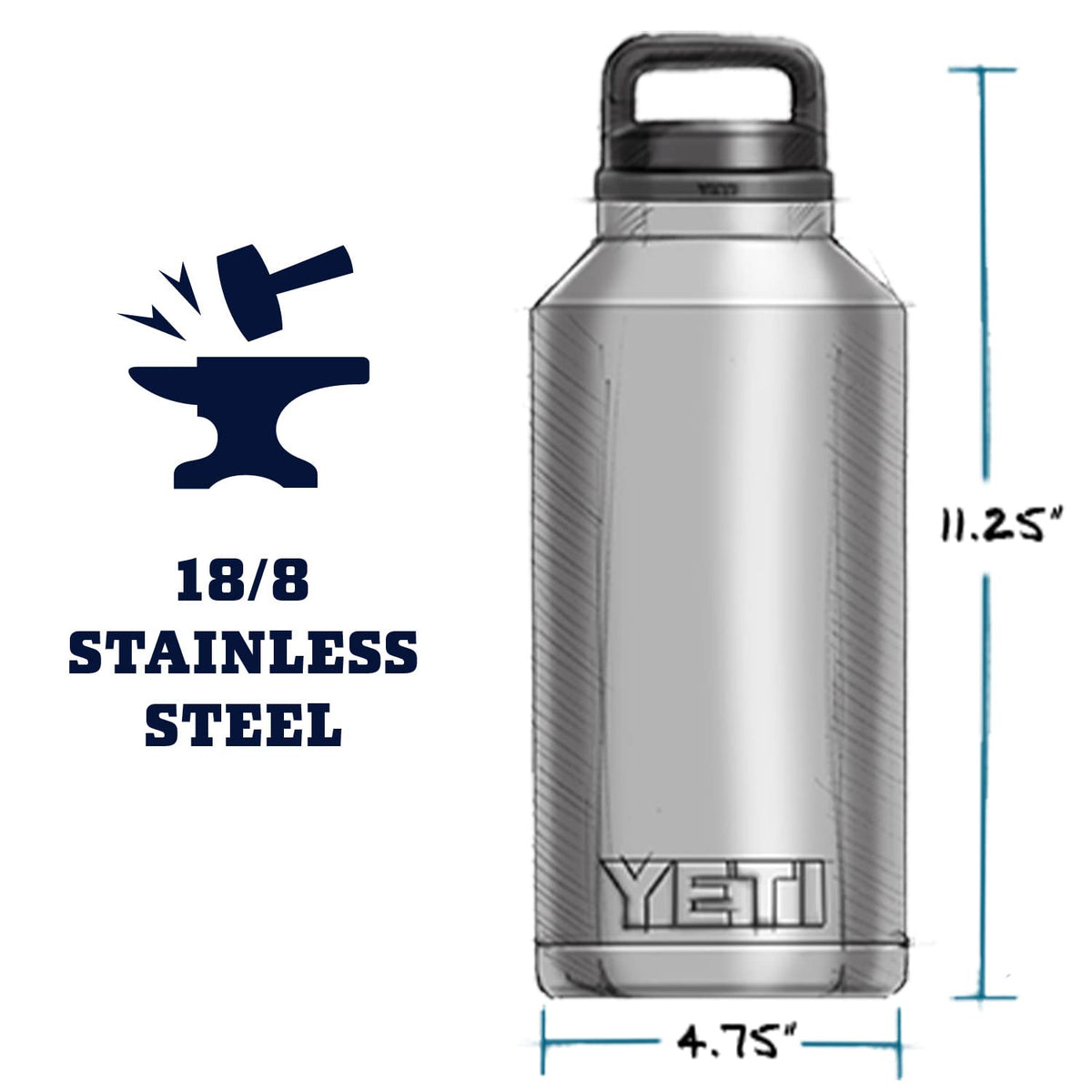YETI Rambler 64 oz Bottle, Vacuum Insulated, Leakproof, Stainless Steel with Chug Cap, Rescue Red