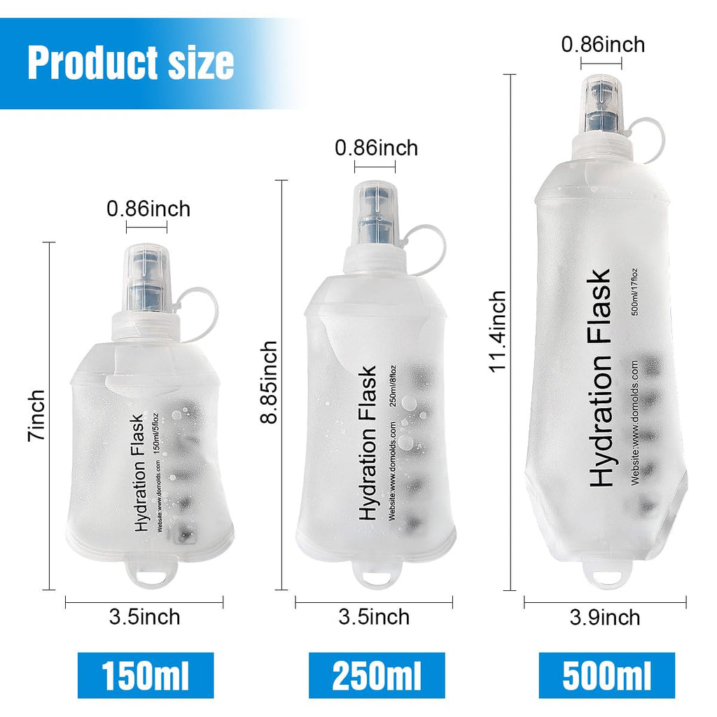 AXEN Soft Flask TPU Foldable Running Hydration Flask, Soft Collapsible Water Bottle for Hydration Pack Cycling Marathon Running Hiking