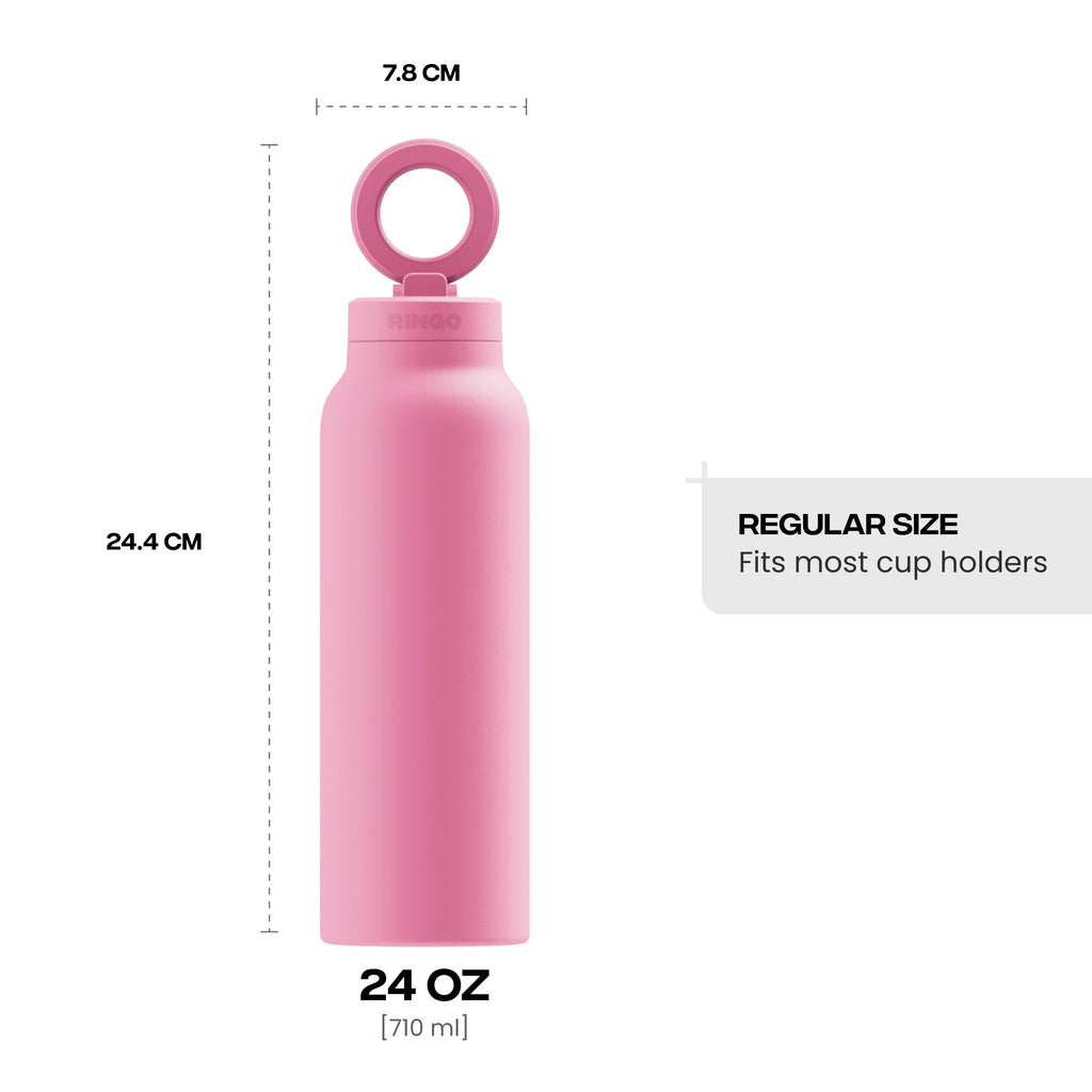 RINGO PRO Insulated Water Bottle, Magnetic Phone Tripod Mount, Lilac, 24 oz