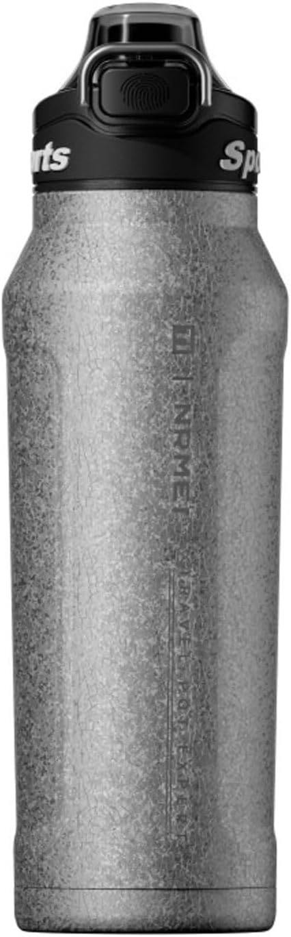 32oz (1000ml) Pure Titanium Insulated Water Bottle, Lightweight Tumbler Double Wall Vacuum Flask, Leakproof Travel Mug Cup for Outdoor Sports Camping Fitness RT178D (Ice Flower Silver)