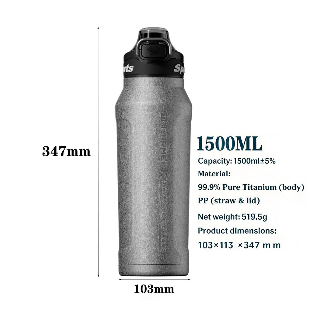 Titanium Insulated Sports Water Bottle 51oz RT178D Grad‑Blue