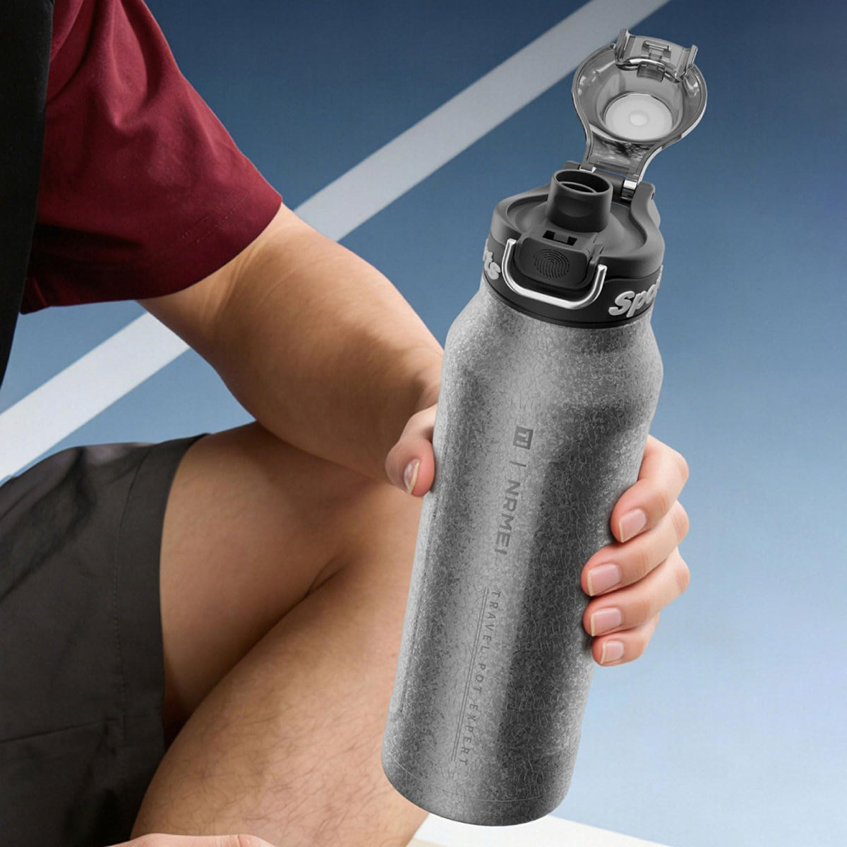 Titanium Insulated Sports Water Bottle 51oz RT178D Grad‑Blue