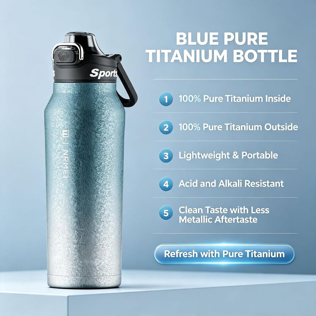 Titanium Insulated Sports Water Bottle 51oz RT178D Grad‑Blue