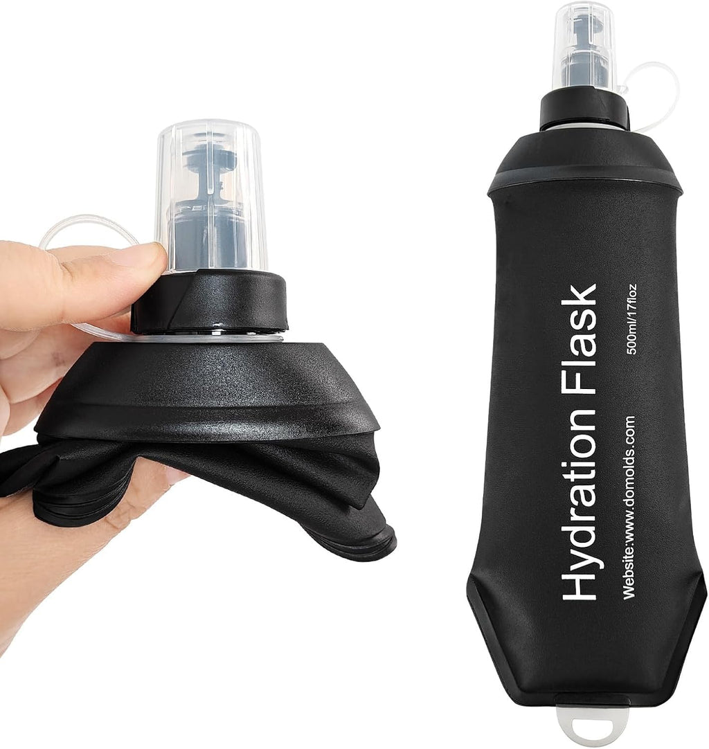 AXEN Soft Flask TPU Foldable Running Hydration Flask, Soft Collapsible Water Bottle for Hydration Pack Cycling Marathon Running Hiking