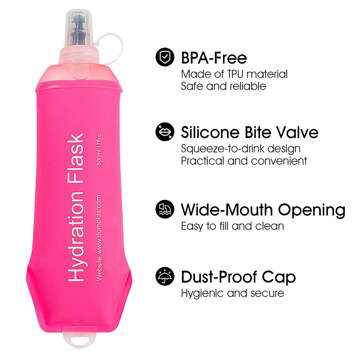GUYI GYGYL Soft Flask, Collapsible Water Bottle for Sports, 500ml Grey