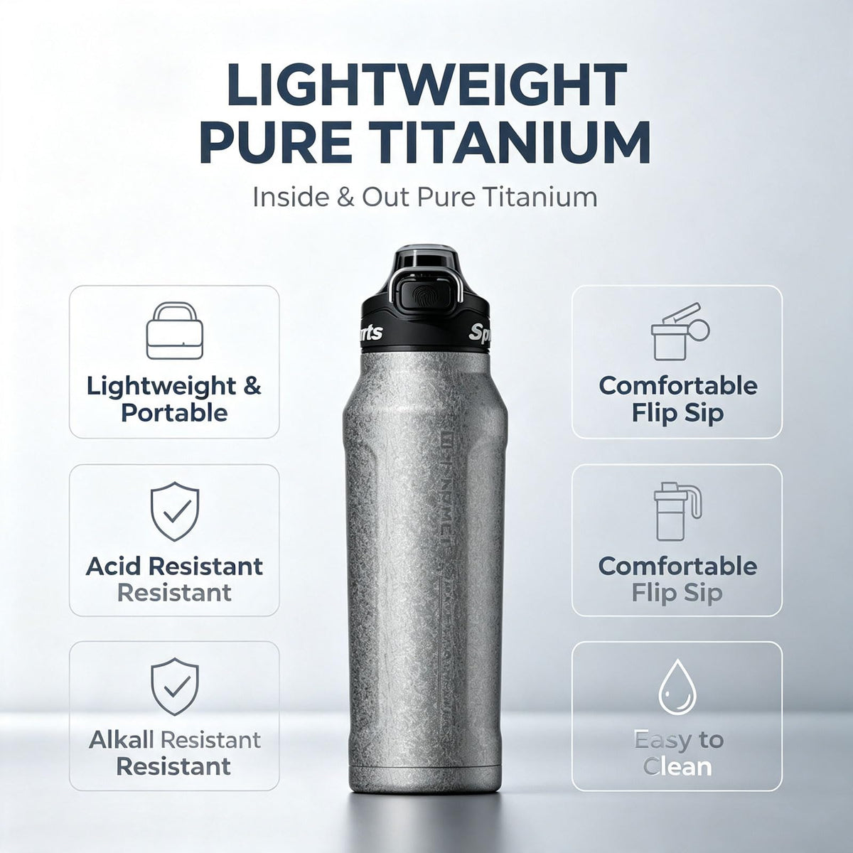 Titanium Insulated Sports Water Bottle 51oz RT178D Grad‑Blue
