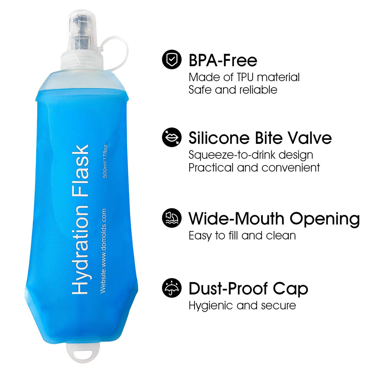 GUYI GYGYL Soft Flask, Collapsible Water Bottle for Sports, 500ml Grey