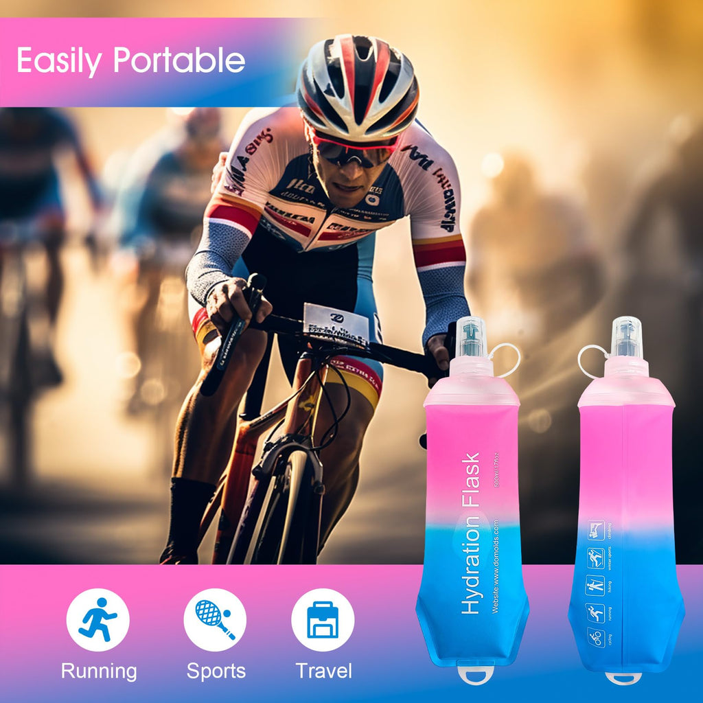AXEN Soft Flask TPU Foldable Running Hydration Flask, Soft Collapsible Water Bottle for Hydration Pack Cycling Marathon Running Hiking