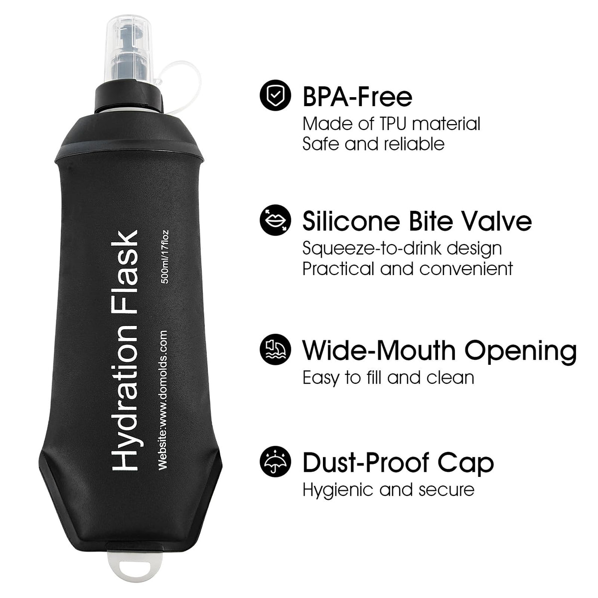 GUYI GYGYL Soft Flask, Collapsible Water Bottle for Sports, 500ml Grey