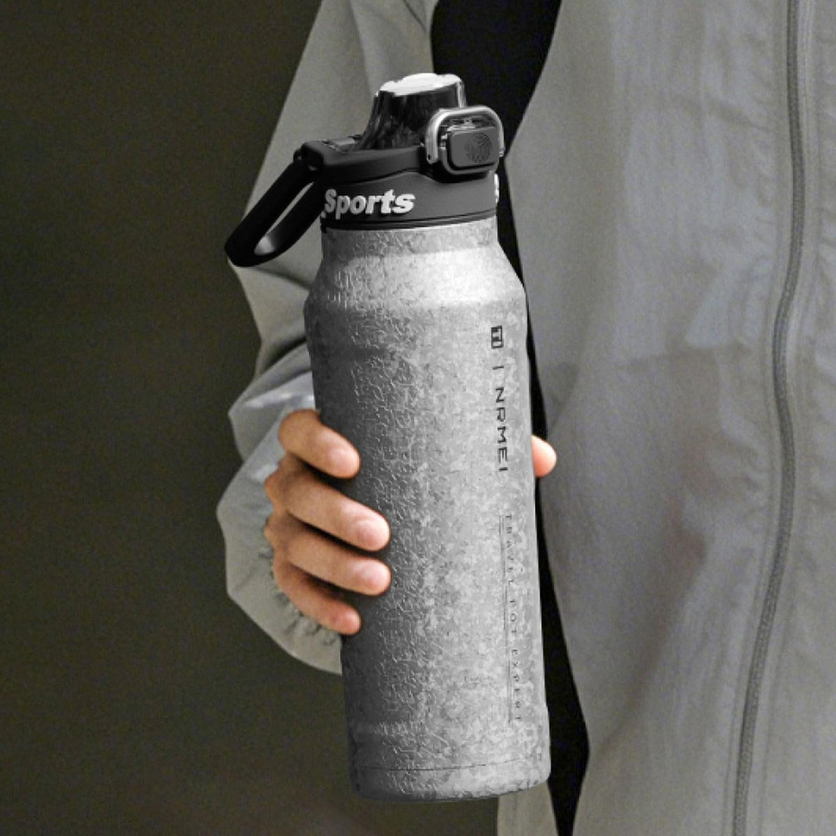 32oz (1000ml) Pure Titanium Insulated Water Bottle, Lightweight Tumbler Double Wall Vacuum Flask, Leakproof Travel Mug Cup for Outdoor Sports Camping Fitness RT178D (Ice Flower Silver)