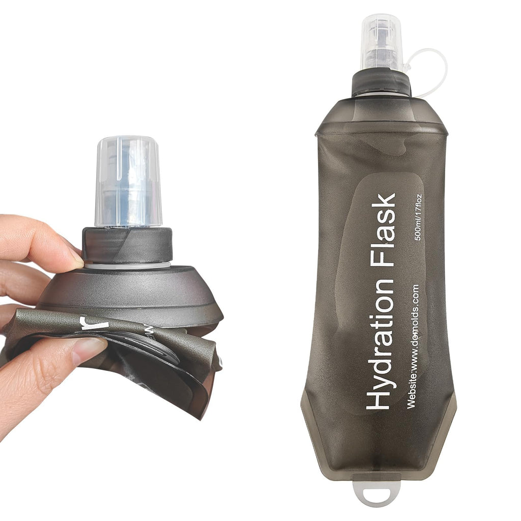 AXEN Soft Flask TPU Foldable Running Hydration Flask, Soft Collapsible Water Bottle for Hydration Pack Cycling Marathon Running Hiking
