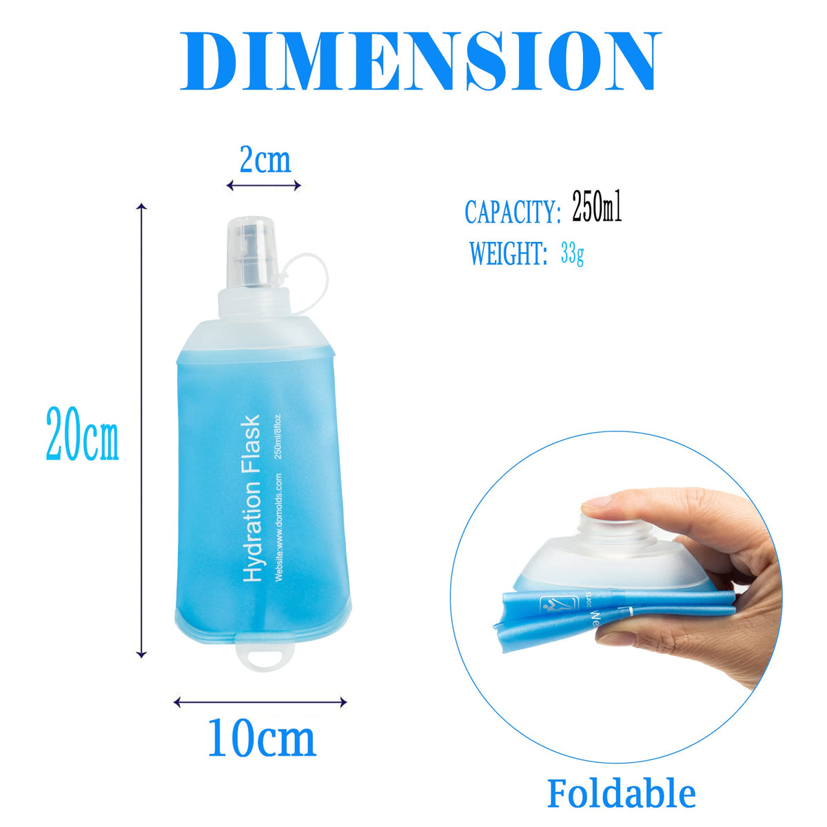 AXEN Soft Flask TPU Foldable Running Hydration Flask, Soft Collapsible Water Bottle for Hydration Pack Cycling Marathon Running Hiking
