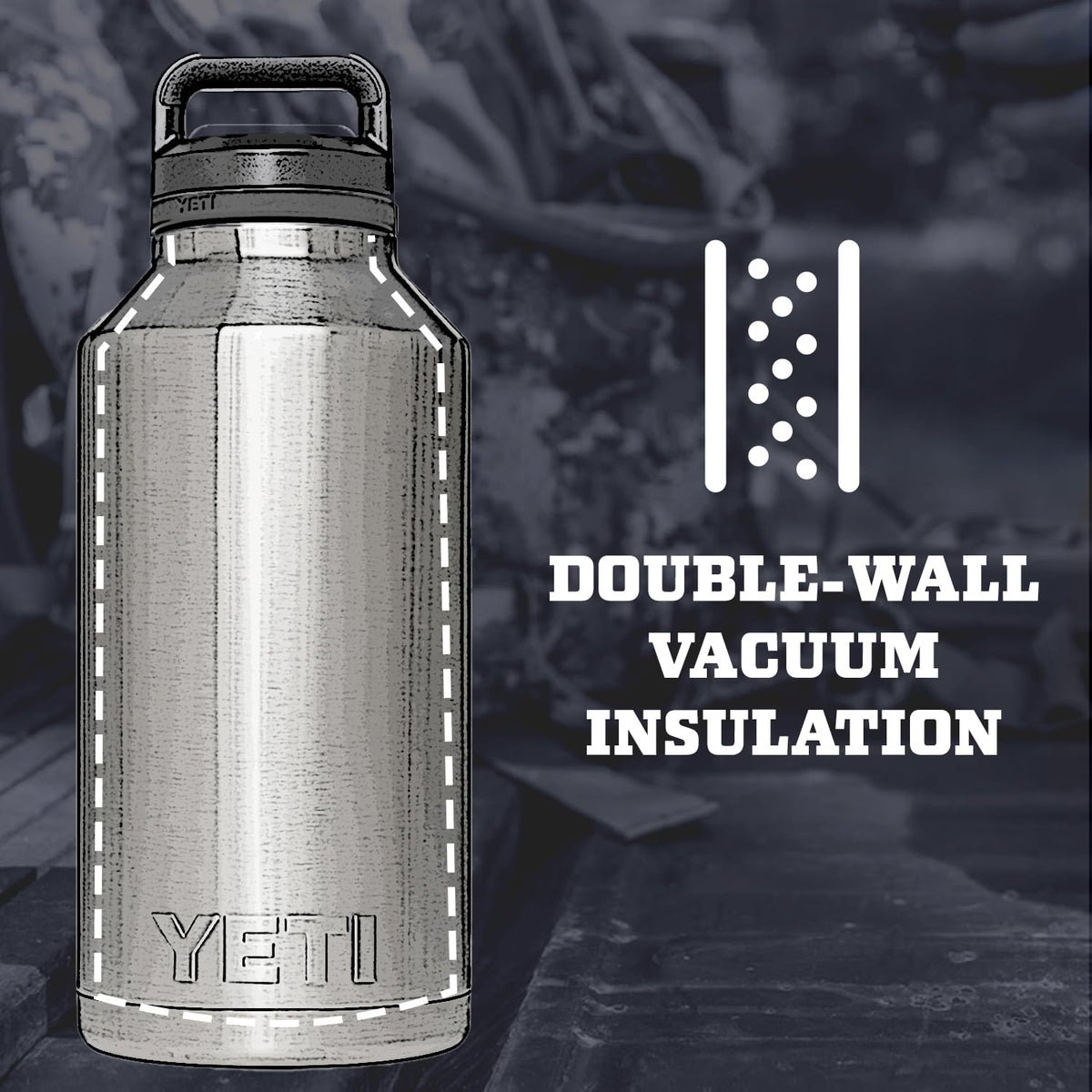 YETI Rambler 64 oz Bottle, Vacuum Insulated, Leakproof, Stainless Steel with Chug Cap, Rescue Red