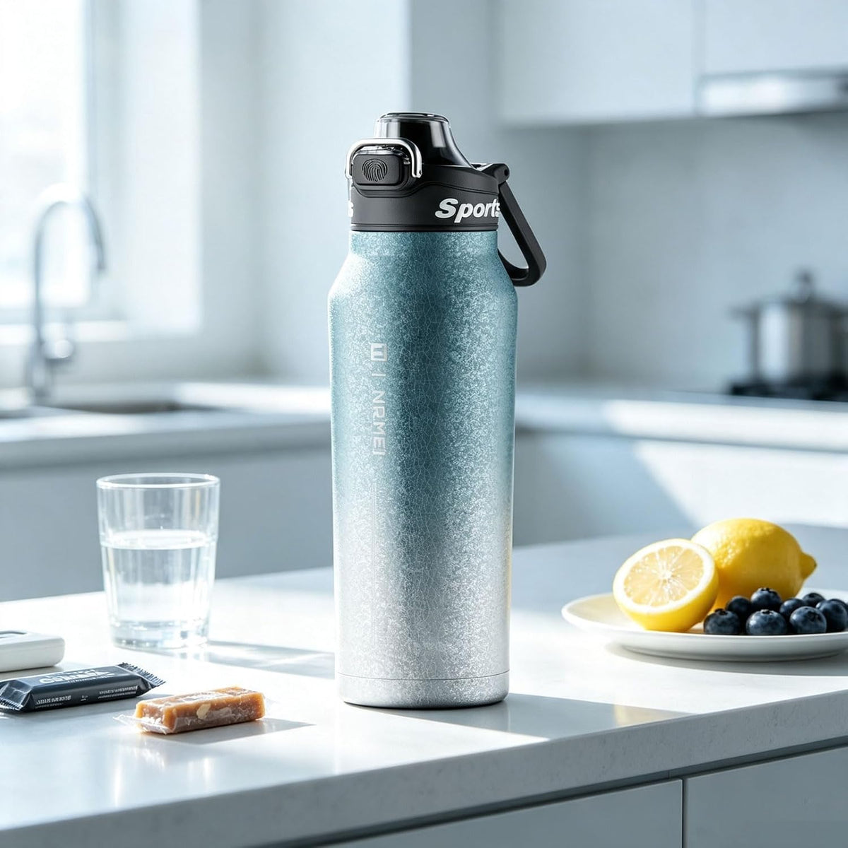 Titanium Insulated Sports Water Bottle 51oz RT178D Grad‑Blue