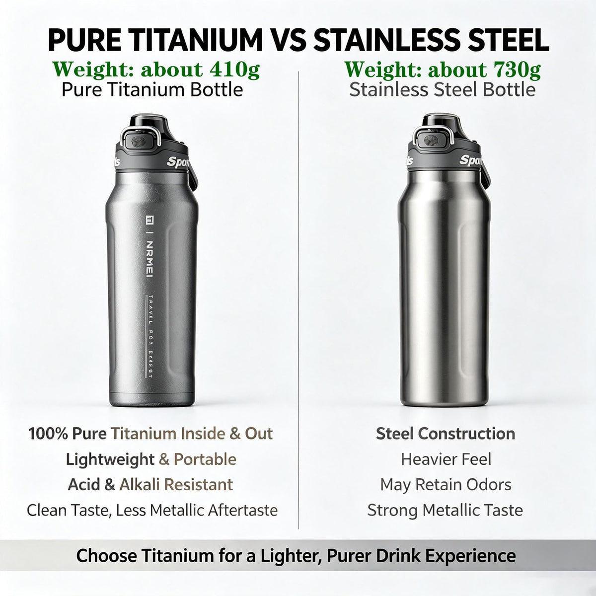 32oz (1000ml) Pure Titanium Insulated Water Bottle, Lightweight Tumbler Double Wall Vacuum Flask, Leakproof Travel Mug Cup for Outdoor Sports Camping Fitness RT178D (Ice Flower Silver)