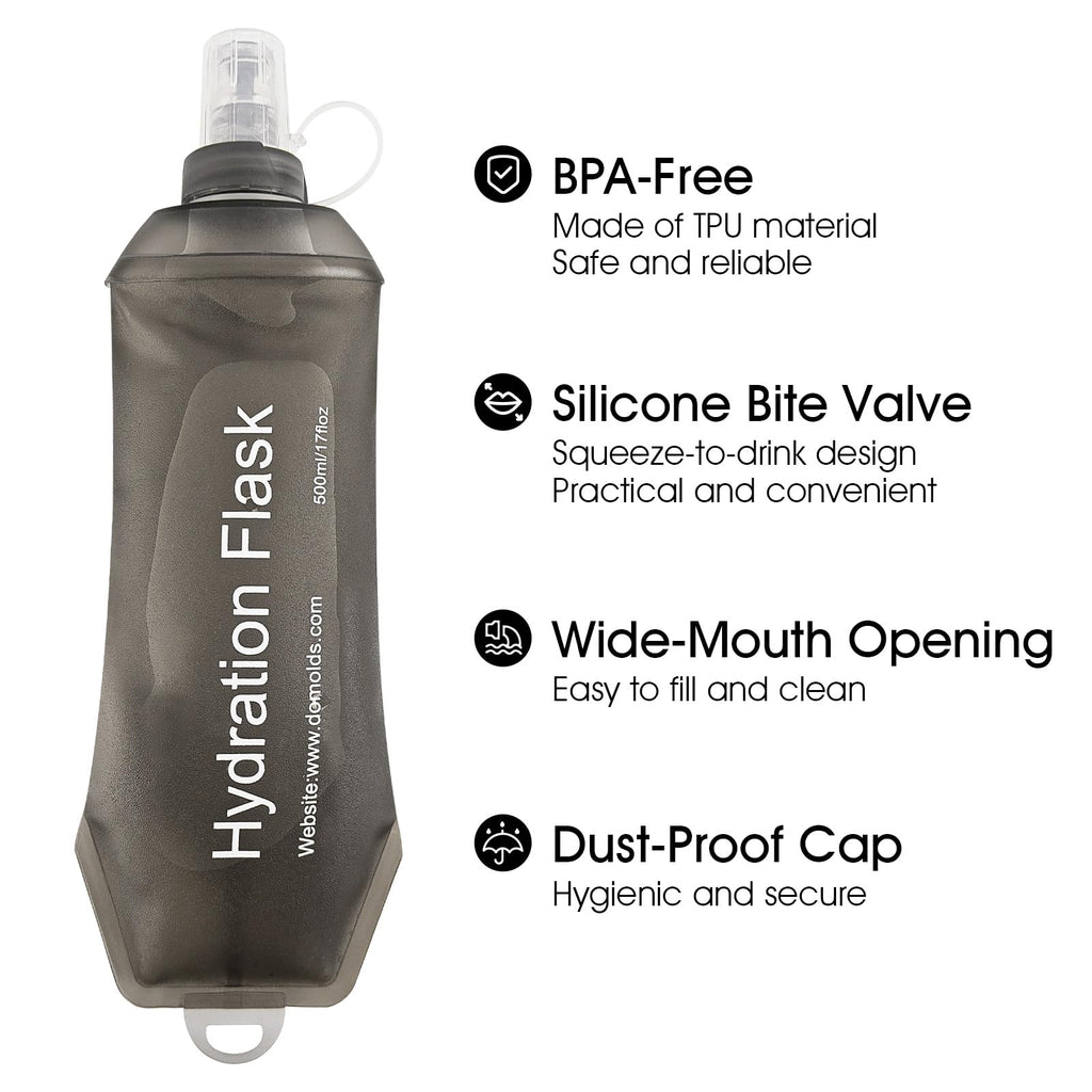 GUYI GYGYL Soft Flask, Collapsible Water Bottle for Sports, 500ml Grey