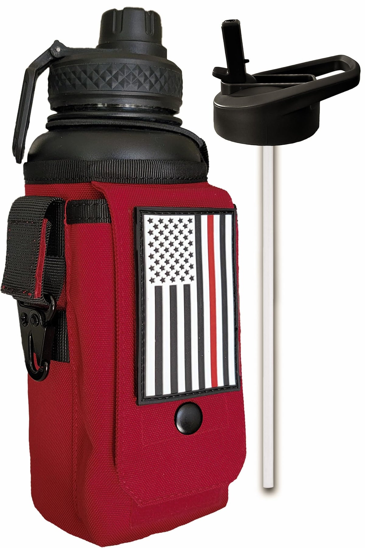 Iron Infidel Battle Bottle - Half Gallon Insulated Water Bottle with Paracord Handle, Large 64 oz Stainless Steel Water Jug with Rugged, Removable Sleeve for Keys, Wallet, & Phone (Live Free 2 Liter)