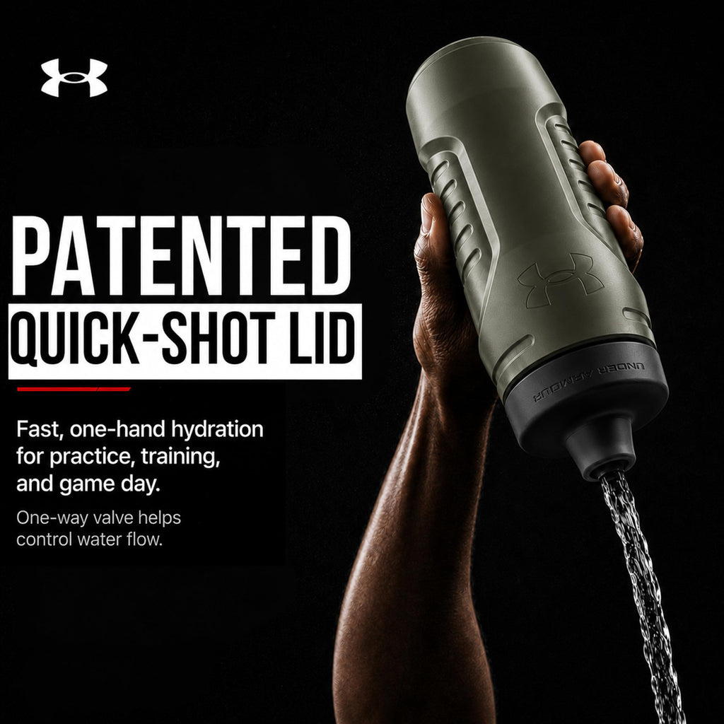 Under Armour Squeeze Water Bottles, 32 oz Water Bottles, Sideline Sports Water Bottle with Quick-Shot Lid, Quick & Easy Hydration, Gym Water Bottles, Squeeze Bottle, 1 32oz Bottle