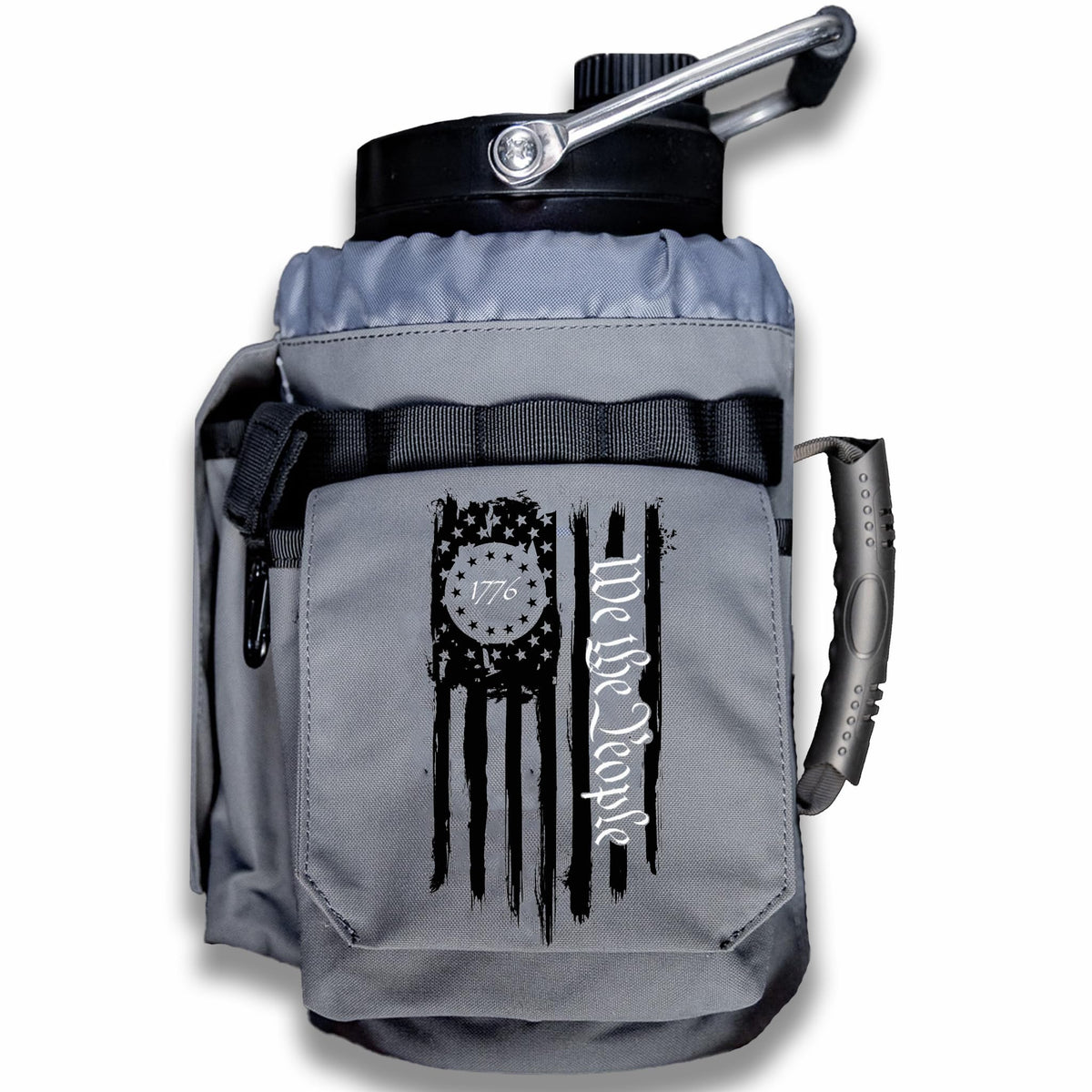 Iron Infidel Battle Bottle - Half Gallon Insulated Water Bottle with Paracord Handle, Large 64 oz Stainless Steel Water Jug with Rugged, Removable Sleeve for Keys, Wallet, & Phone (Live Free 2 Liter)