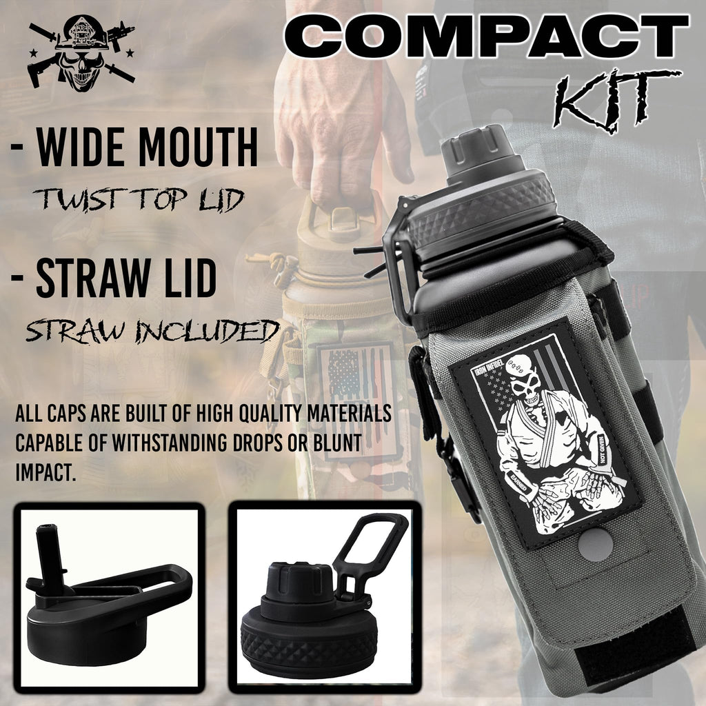 Iron Infidel Battle Bottle - Half Gallon Insulated Water Bottle with Paracord Handle, Large 64 oz Stainless Steel Water Jug with Rugged, Removable Sleeve for Keys, Wallet, & Phone (Live Free 2 Liter)