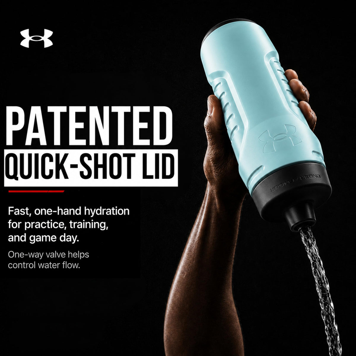 Under Armour Squeeze Water Bottles, 32 oz Water Bottles, Sideline Sports Water Bottle with Quick-Shot Lid, Quick & Easy Hydration, Gym Water Bottles, Squeeze Bottle, 1 32oz Bottle
